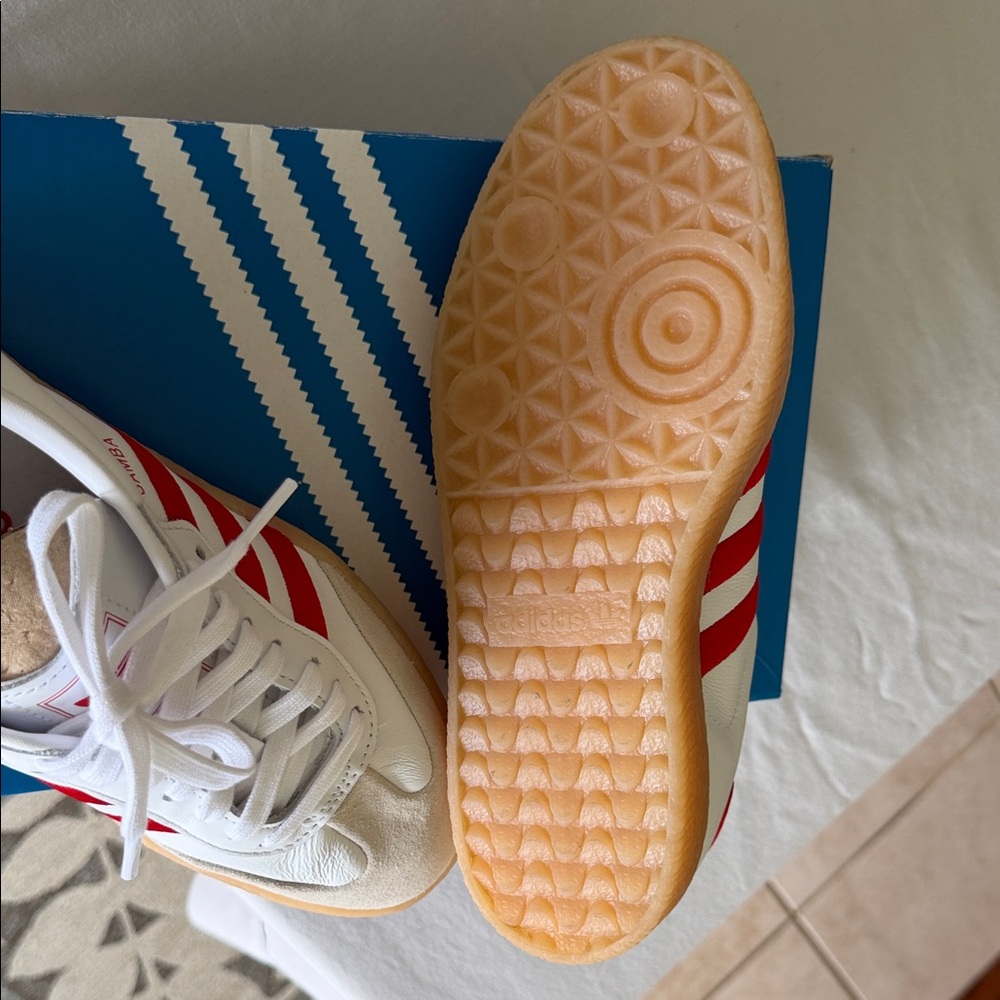 Adidas White and Red Gum Sole Sneakers - Picture 5 of 5